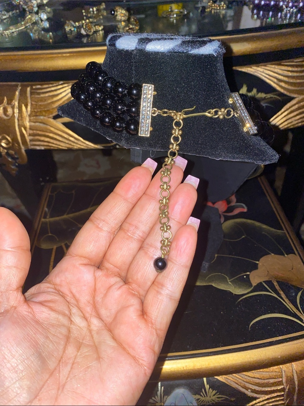 Heidi Daus Elegant Black Beaded Statement Necklace with Swarovski Crystal Accent - Picture 7 of 9